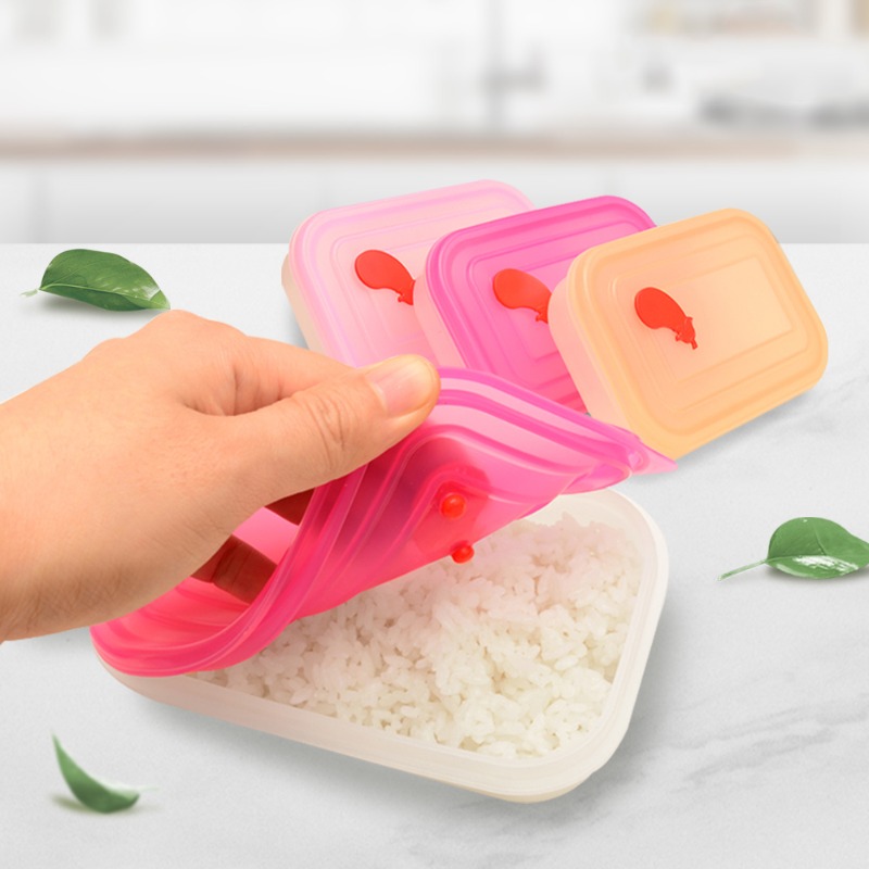 국산 플라이토 실리콘 전자렌지 냉동밥 보관 용기 밥팩 직사각 400ml