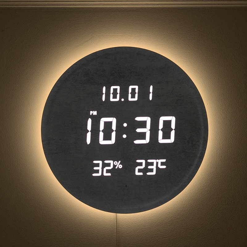 플라이토 3세대 백라이트 루나 온습도 LED 벽시계